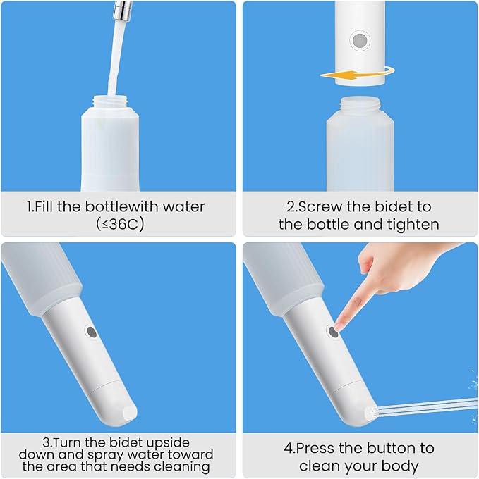 Portable Bidet, Handheld Bidet, Rechargeable Electric Portable 350 ml for Women & Men (ES002-WHITE)