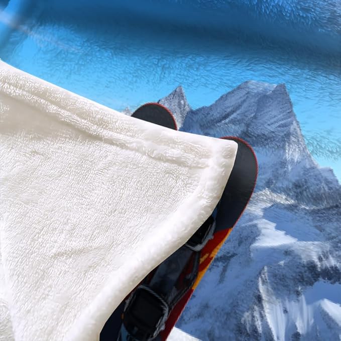 Snowboard Blanket Queen Size, Snow Mountain Fleece Blanket for Couch Bed Sofa, Winter Snow Scenery Blankets and Throws, Sports Super Soft Cozy Plush Flannel Blanket 90x90, Decor & Gift