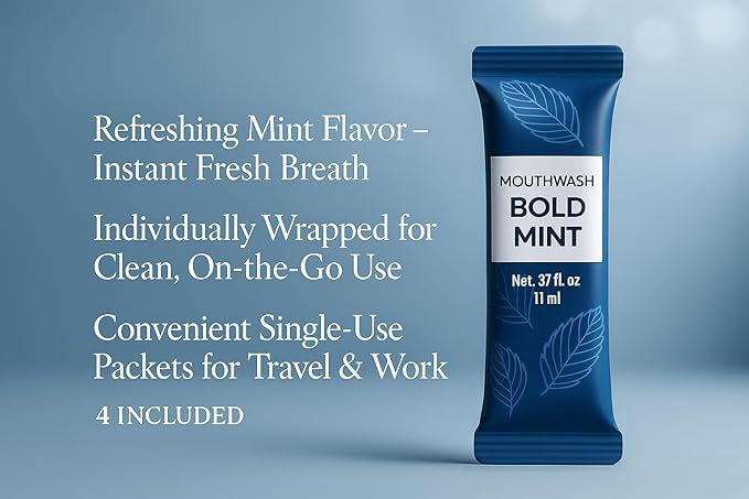 Travel Dental Care Kit with Toothbrush, Toothpaste, Floss Picks, & Mouthwash Packets - Portable Hygiene Set for Office, Gym, Hotels, & Emergencies