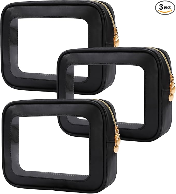 3PCS Diaper Bag Organizer Pouch Set，Clear Organizer Bags,TSA Approved Toiletry Bag,Clear Waterproof Cosmetic Bags with Zipper,Purse Organizer Pouches,Travel Organizer Bags for Woman and Kids