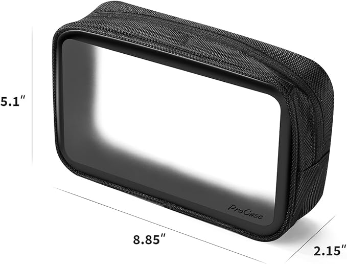 ProCase TSA Approved Travel Toiletry Bag Pouch, Matte Clear Travel Organizer Airport Carry-On Checkpoint Airline Compliant Storage Bag -1 Pack, Black