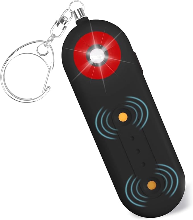 ROTOPATA Personal Safety Alarm Strobe Light for Women, 130dB Extra Loud Emergency Siren Self Defense Keychain, Rechargeable Safety Protection Keyring for Girls Elderly Traveling College, Black