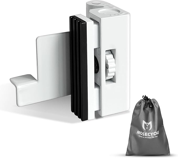 Portable Door Lock for Home/Hotel Security, Apartment Bedroom No Drill Reinforcement Lock, Extra Lock for Travel, Flip Lock (White, 1 Pack)