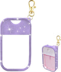 Silicone Case Compatible with Touchland Hand Sanitizer Spray, Protective Case with Keychain for 1 fl oz, Hand Sanitizer Spray Accessory (Glitter Sequin Purple)