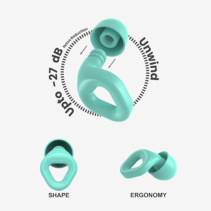 Zenz Unwind Silicone Ear Plugs for Sleep & Noise Reduction – Reusable 27 dB Earplugs with 8 Tips (XS‑L) & Carry Case – Comfortable for Sleeping, Study, Work & Travel - Mossy Mint