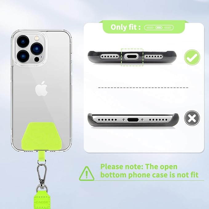 CACOE Phone Lanyard 2 Pcs Adjustable Neck Strap,4 Pcs Patches,Universal Crossbody Multifuctional Patch Cell Phone Lanyards Compatible with Most Smartphones(Black+Green)