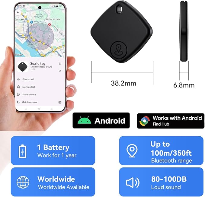 Air Tracker -4 Pack, 2026 New Bluetooth Tracker Tags, Android Tracker Tags Work with Google Find Hub Device App, Bluetooth Luggage Tracker for Keys, Backpack,Suitcase,Travel