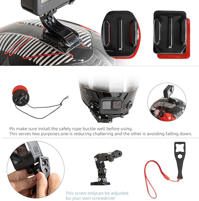 SUREWO Motorcycle Helmet Chin Mount Kits Compatible with GoPro Hero 13 12 11 10 9 8 7 6 5 Black,DJI Osmo Action 5 pro/4/3/2/AKASO/Campark/YI Action Camera,Insta360 Camera and More