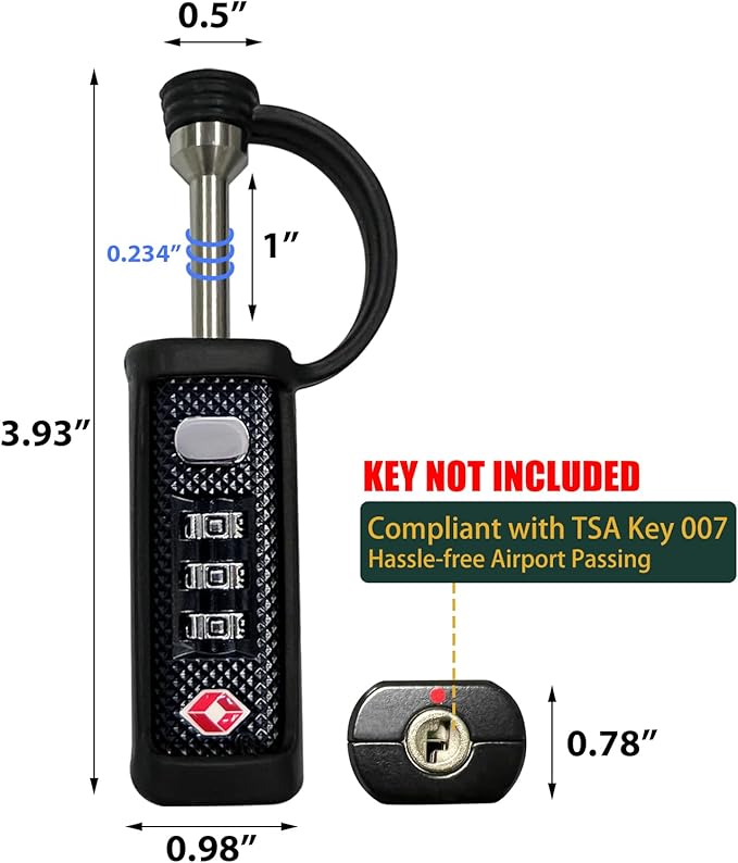 LAFENLIN TSA Approved Firearm Travel Case Locks, Gun Case Hard Pistol Cases Lock Gun Carrying Case Lock, Cut-Proof Case TSA Padlocks for Rifles/Revolver/Handgun/Camera Hard Cases