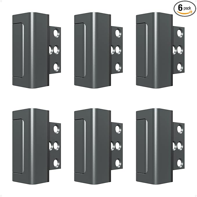 Greatalent 6Pack Home Security Door Reinforcement Lock Childproof, Door Locks for Kids Safety, Door Lock Latch Stopper for Front Door Inside Top of Door, Aluminum Construction Finish