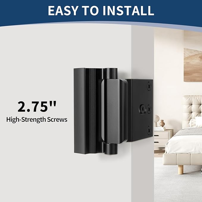 3Pcs Door Reinforcement Lock, Door Locks for Kids Safety, Door Safety Locks from Inside, Withstand 800lbs Force-Enhance Home Security(Black)