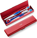 Wider Aluminum Toothbrush Travel Case, Portable Travel Toothbrush Holder, Durable Manual Toothbrush Box Container for Traveling, Bathroom, Camping, Business Trip, Red