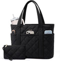 LOVEVOOK Puffer Tote Bag for Women, Puffy Work Handbag with Cup Holder, Travel Carry On Bag with Zipper for Teacher Nurse Gym