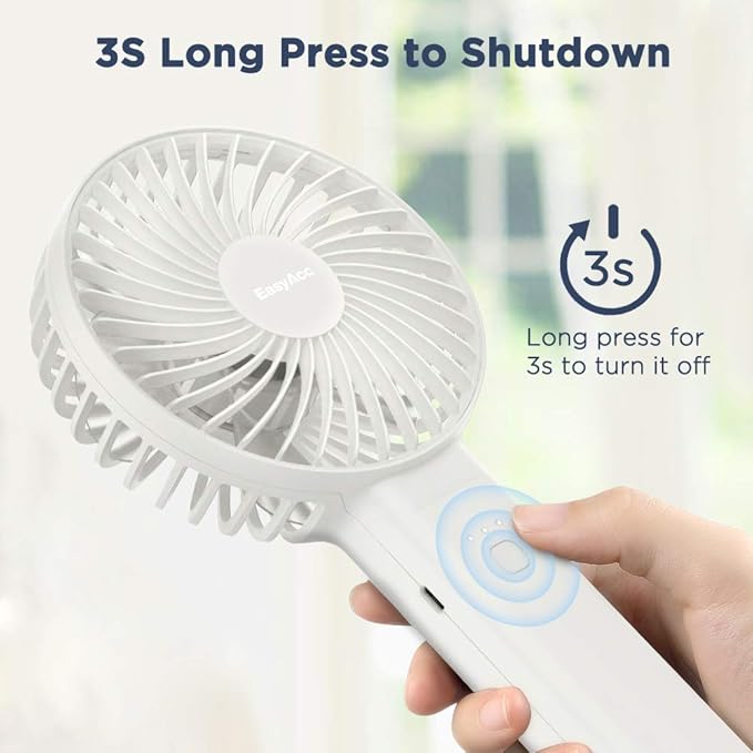 EasyAcc Personal Fans Portable Rechargeable, Washable Guard + Powerful + 180°Foldable + Professional ODM Fan + Durable, 4 Speeds Portable Cooling Fan for Travel Outdoor Office