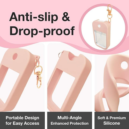 1 PC Soft Silicone Case for Touchland Power Mist (1FL. OZ./30 mL), Protective and Stylish Case with Keychain Compatible with Touchland Hand Sanitizer Spray (Nude)