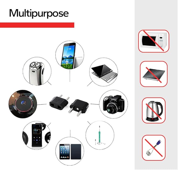 Europe Travel Plug Adapter – Power Adapter for Europe – US to EU Adapter for Spain, France, Germany, Italy – USA to Europe Plug Converter - 4 Pack (Black)