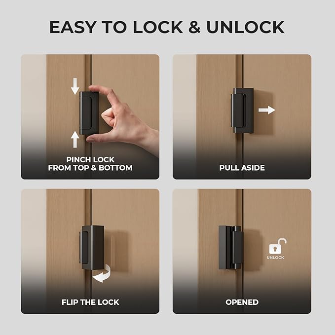 Greatalent 5Pack Home Security Door Reinforcement Lock Childproof, Door Locks for Kids Safety, Door Lock Latch Stopper for Front Door Inside Top of Door, Aluminum Construction Finish
