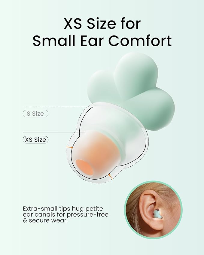 Bloom Ear Plugs for Small Ear Canals – Ultra-Comfy Patented Qufits Tips, Noise Cancelling, Reusable Silicone Earplugs for Sleeping, Study, Travel – Stylish Feminine Design (Aqua)