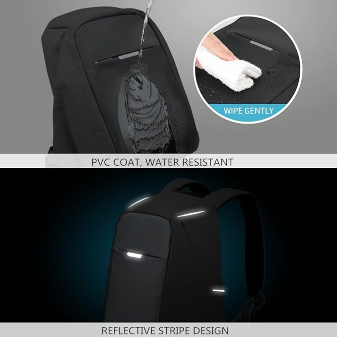 oscaurt Anti Theft Backpack 15.6 Inch Laptop Travel Backpack with Hidden Zipper and USB Charging Port Waterproof Business Computer Bag for Men & Women