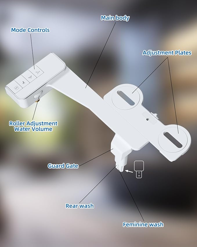 Hibbent 2 Pack Bidet Attachment for Toilet, Non-Electric Dual Nozzle for Frontal & Rear Wash, Adjustable Water Pressure Control, Fresh Water Bidet Toilet Seat, Self Cleaning Water Sprayer, Chrome