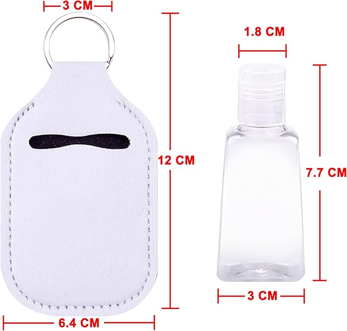 Duufin 60 Pieces Empty Travel Size Hand Sanitizer Bottles with Keychain Set Including 30 Pieces Clear Refillable Bottles and 30 Pieces Hand Sanitizer Holder Keychain for Backpack and Purse