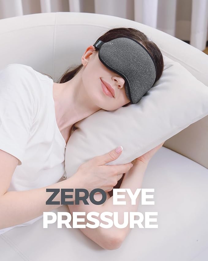 MZOO Luxury Sleep Mask for Back, Side Sleeper, Complete Light Blocking Sleeping Eye Mask Night Blindfold, 3D Zero Pressure & Lash Friendly, Breathable Soft Eye Cover Flight Nap Travel