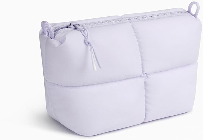 Comfyable Puffy Electronics Organizer Travel Case, Cute Tech Pouch for Women Men, Cable Storage Bag for Charger, Phone, Power Bank, Cord, Compact Tech Accessories Pouch, Lavender