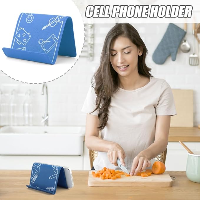 Airplane Phone Holder, Flexible Tablet Holder Plane Travel Essentials, Flex Flap Phone Stand for Flying Desk Treadmill Hotel Smartphone Mobile Devices (Blue)