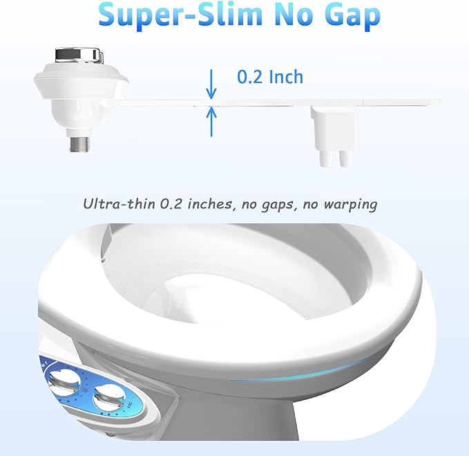 Aünsffer Bidet Attachment for Toilet, Non-Electric Fresh Cold Water, Toilet Bidet with Dual Nozzles Sprayer, Adjustable Water Pressure Control, 3 Modes Wash (Feminine/Bidet Wash + Self-Cleaning)
