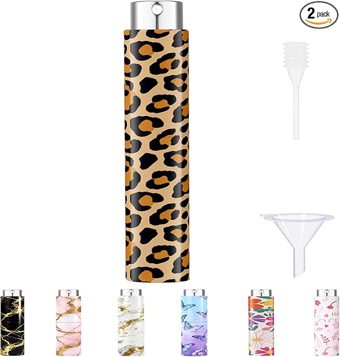 5ml Perfume Atomiser Refillable Bottles Portable Mini Spray Travel Bottle Easy to Refill Empty Atomizer Bottle for Purse Handbag Pocket Luggage,Bright Color (eopard print 1)