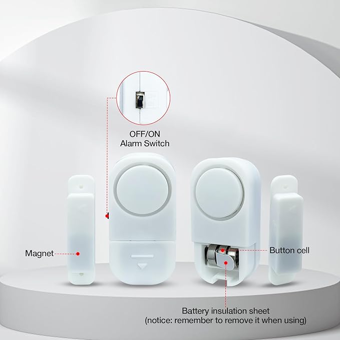 Door Window Alarm, 90DB Door Alarms for Kids Safety, Door Window Burglar Alarm-Window Pool Alarms for Home Security (2 Pack)