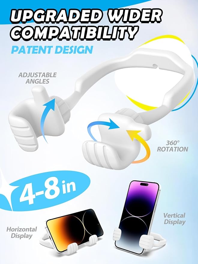 Easter Basket Stuffers for Teens Boys Girls Adults Cell Phone Stand Patented 2 Pack White Thumbs Up Lazy Phone Holder Cell phone Stand for Desk Fun Easter Gifts for Kids Men Women Wife Birthday