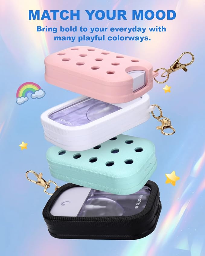 Palksky Hand Sanitizer Spray Case for Touchland,Hand Sanitizer Case with Keychain Holder for Power Mist and Glow Mist1 fl OZ Travel Size(White),Not Include Spray