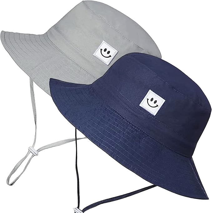 55cube UPF 50+ Baby & Toddler Sun Hat, Wide Brim Infant Bucket Hat for Beach & Outdoors, Adjustable Fit for Ages 0-4 Years