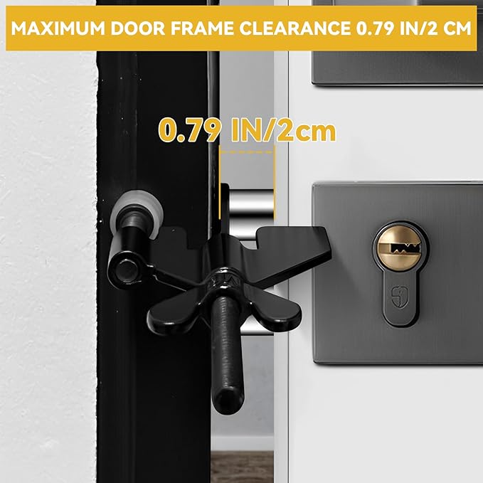 Black Portable Door Lock Home Security Door Locker Travel Lockdown Locks for Additional Safety and Privacy Perfect for Traveling Hotel Home Apartment College