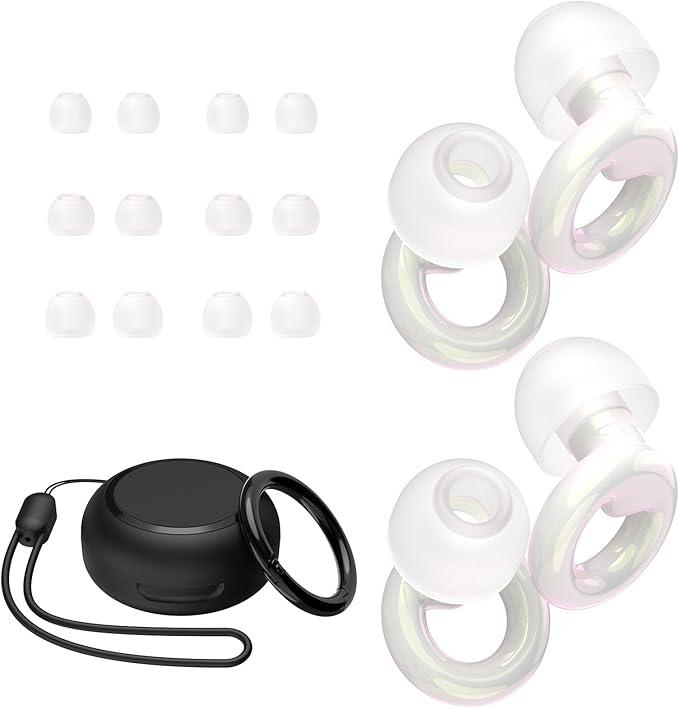 JUSTRVN Ear Plugs for Sleeping,2 Pairs of Stylish Reusable Noise Reduction Earplugs with 8 Pairs Tips & case,Hearing Protection Earplugs for Concert,Travel,Work,Live Events - 25dB-30dB