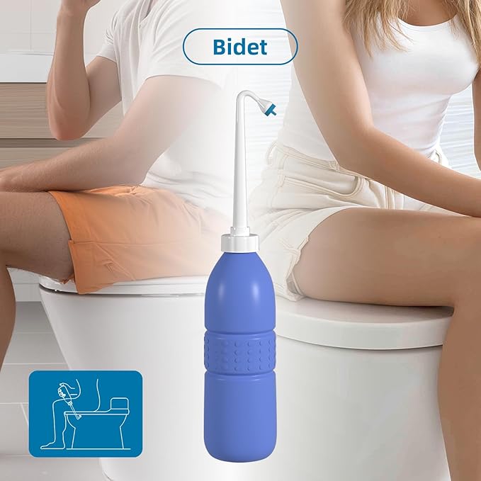 Hibbent 2 Pack 620ml Portable Bidet Sprayer for Women or Men, Handheld Travel Bidet for Personal Hygiene, Jet Spray Bottle for Toilet & Bathroom, Peri Bottle for Postpartum Care, Travel Bag, Purple