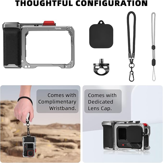 BRDRC Grip Kit for Insta360 Ace Pro 2 / Ace Pro (with Cage), Handle Holder Bundle Expansion Mount with Shutter Button, Quick Release, Cold Shoe for Insta 360 Ace Pro 2/Insta360 Ace Pro Accessories