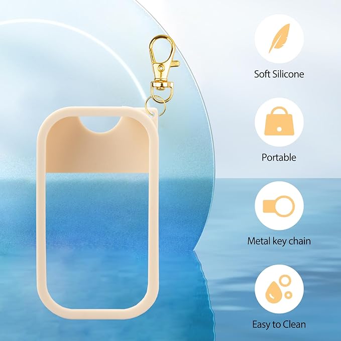 TERPINK Silicone Case Compatible with Touchland Hand Sanitizer Spray, Protective Case with Keychain for Spray 1 fl oz (Blush Beige, 1 Pack)