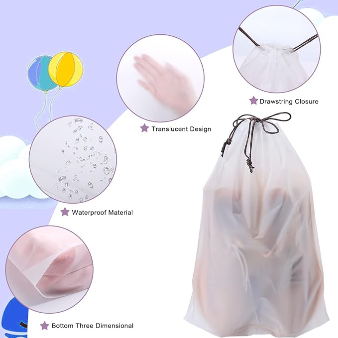 50 Pack Shoe Bags for Travel,Portable Travel Shoe Bag,Large Clear Shoes Pouch Storage Packing Organizers with Drawstring,Dustproof & Waterproof Shoe Storage Bags for Women and Men