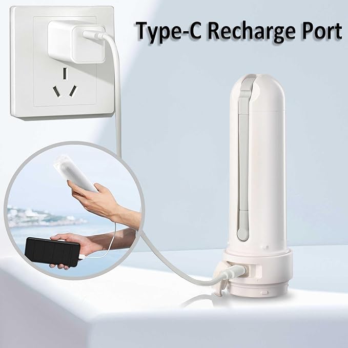 Rechargeable Portable Bidet - Handheld Travel Bidet Sprayer with 3 High Pressure Modes, IPX6 Waterproof & Cordless Design for Ultimate Personal Hygiene at Home and On The Go (White)