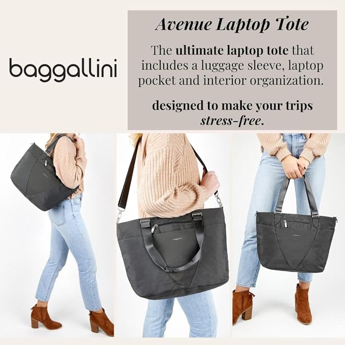 Baggallini Avenue Tote - 12x18 Laptop Tote Bag for Women - Lightweight Work Travel Carry On Bag