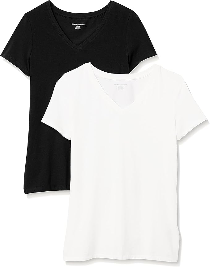 Amazon Essentials Women's Regular-Fit Short-Sleeve T-Shirt (Crewneck and V-Neck Options), Multipacks