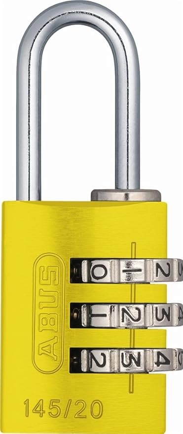 ABUS 145/20 C 20mm Body 3 Dial Resettable Combination Padlock, Yellow