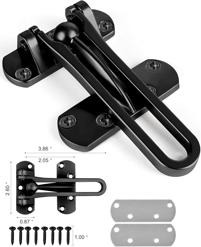 Swing Bar Door Lock Latch - Door Security Sliding Bars for Home Hotel Child Proof Safety Locks Reinforcement Door Stopper Door Guard for Indoor and Front Gate Thicken Solid Aluminium 1Pack