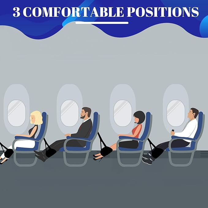 Foot Hammock for Plane Adjustable Plane Travel Airplane Foot Hammock Travel Essentials to Reduce Feet Swelling and Soreness (Black Airplane Footrest)