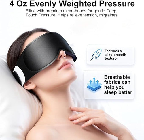 100% Blackout Weighted Sleep Mask: 3D Contoured Eye Mask with Full Coverage for Lash Extension - Soft Memory Foam,Adjustable Size - Eye Cover for Airplane Travel Essential,Meditation Blindfold