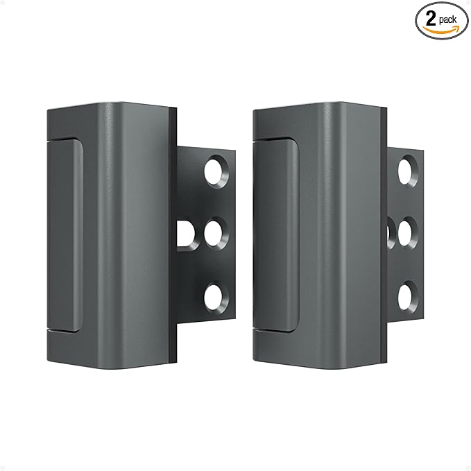 2 Pack Home Security Door Reinforcement Lock, Childproof Safety Door Lock Latch Stopper, Removable Screw-Mounted, Prevent Home Unauthorized Entry, Aluminum Construction, Withstands 800 lbs
