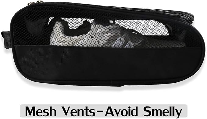 Outdoor Golf Shoes Bags Travel Shoes Bags Zippered Sport Shoes Bag (Black)