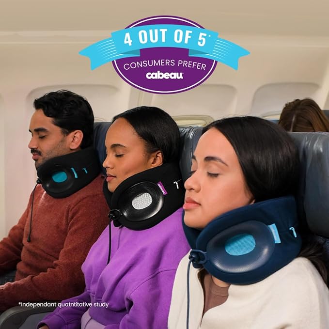 Cabeau Evolution X Travel Essential Neck Pillow - Memory Foam Body Positioner - Perfectly Contours to 11-21 Inch Necks - Three Ways to Adjust for Ultimate Comfort on Long Flights - Diamond